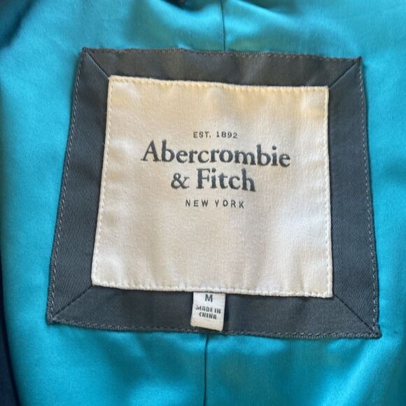 Abercrombie & Fitch Blazer Womens Medium Gray Blue Velvet Velour Cropped Jacket - Picture 9 of 15
